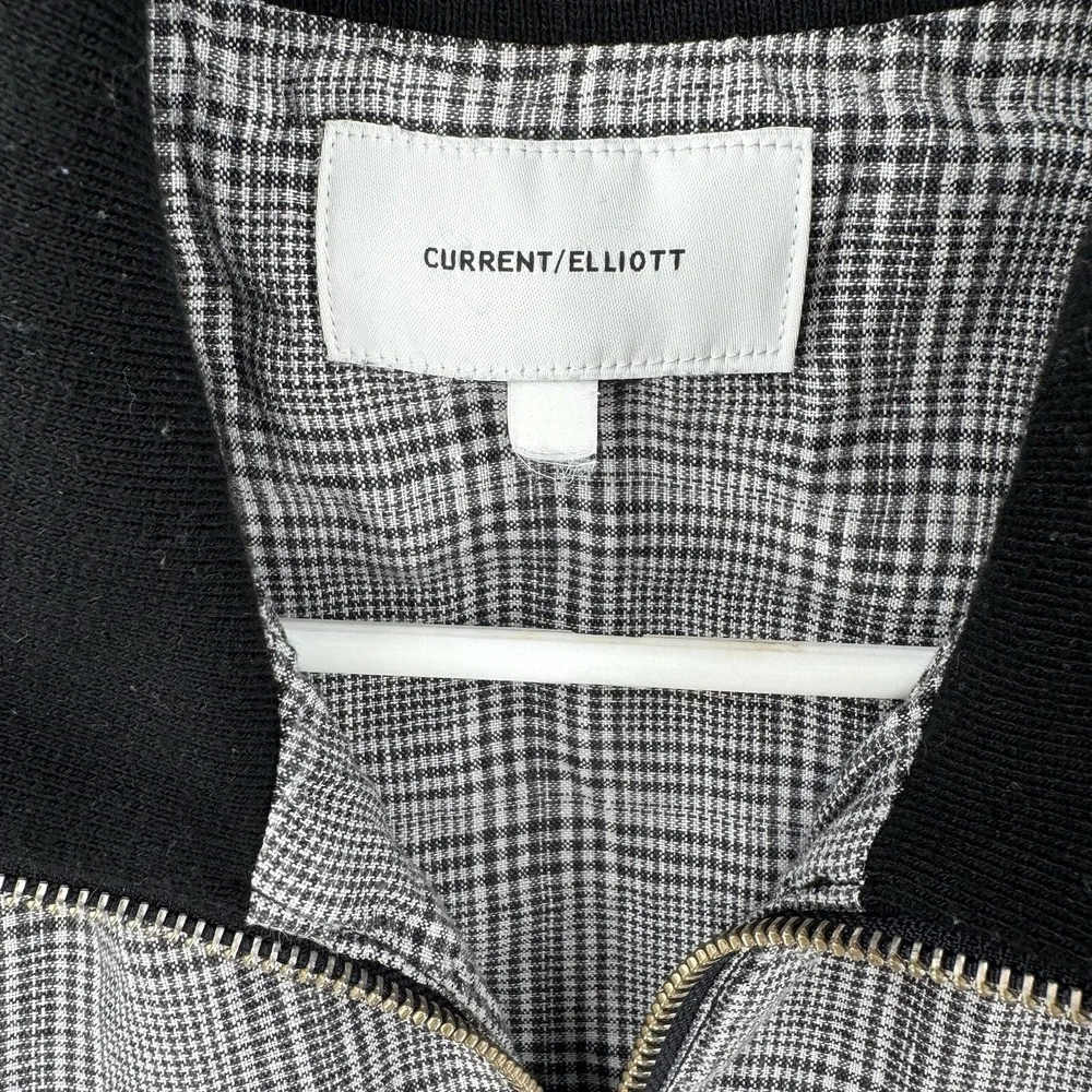Current Elliot Dassen‎ Jacket Womens Size 1 Small Plaid Side Stripe Linen Bomber